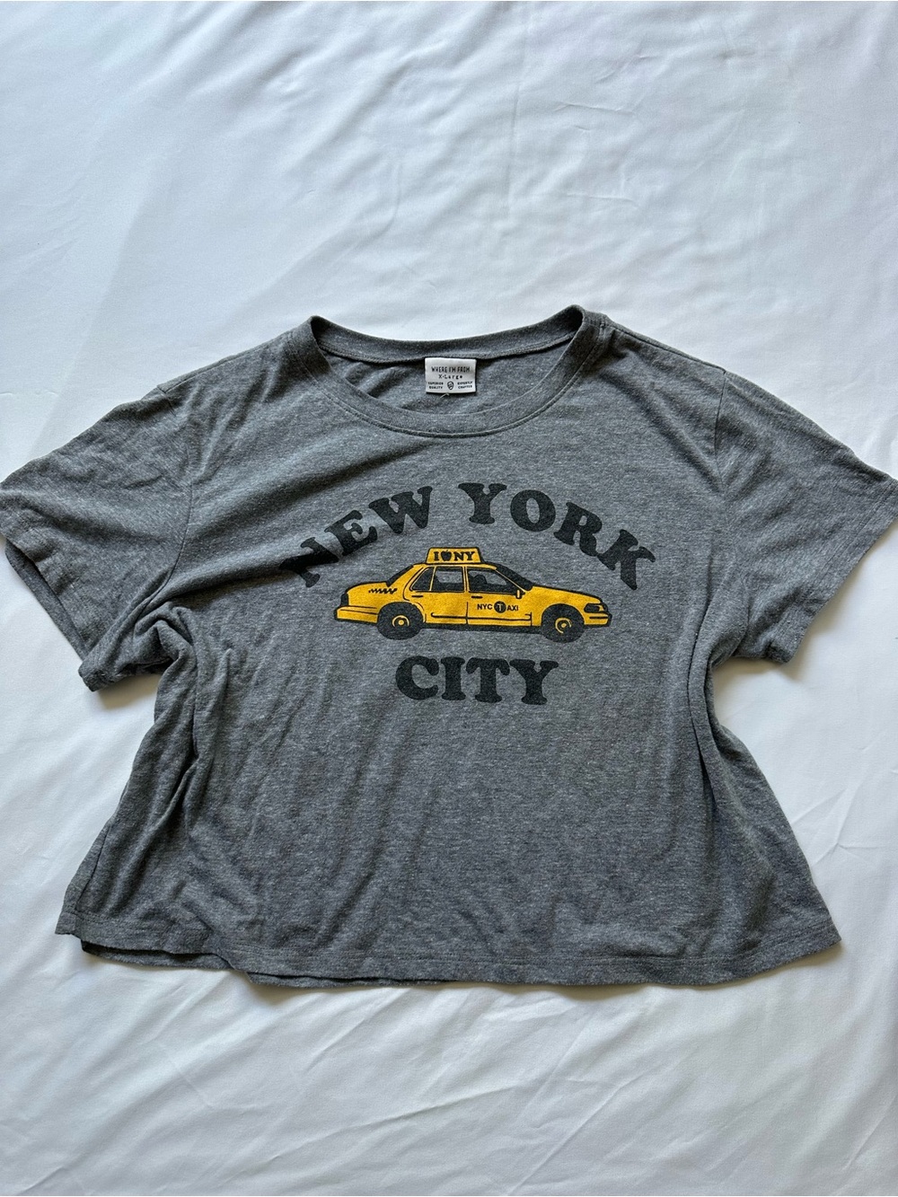 Where I’m From NYC Gray Tee with Yellow Taxi Graphic